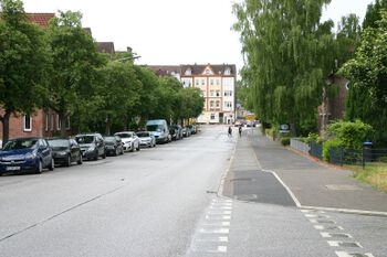 Wulfsbrook; Blick von der Schleswiger Straße zur Rendsburger Landstraße