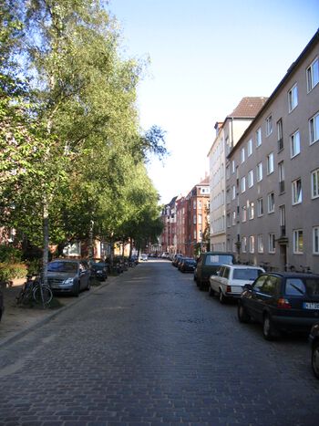 Blick von der Gerhardstraße Richtung Feldstraße.