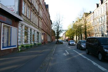 Blick durch die Möllingstraße vom Exerzierplatz in Richtung Wilhelmplatz
