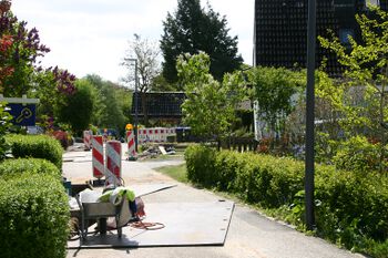 Zum Aufnahmezeitpunkt mit Kabelbauarbeiten; Blick in Richtung Goldregenweg